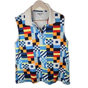 Lands' End Women's Retro 90s Sleeveless Collared Polo Shirt Size Medium
